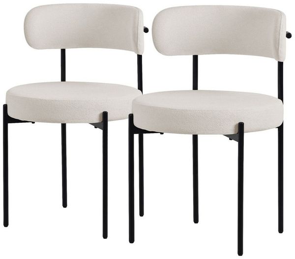 ML-DESIGN Polsterstuhl Esszimmerstühle Gruppe Küchenstuhl aus Teddystoff mit Metallbeinen (2 St), Clubstuhl 2er Set Wohnzimmerstuhl Weiß moderne Design Lounge Stuhl