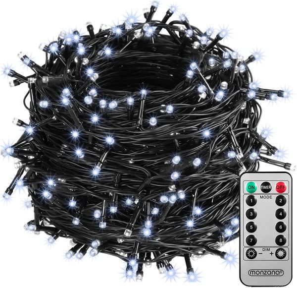 Lichterkette 60m 600 LED kaltweiß Fernbedienung