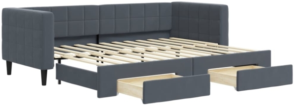 vidaXL Tagesbett Ausziehbar mit Schubladen Dunkelgrau 80x200 cm Samt 3196733