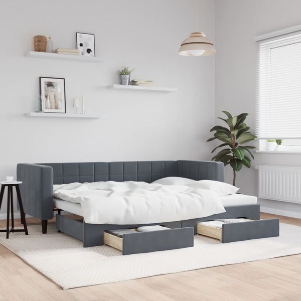 vidaXL Tagesbett Ausziehbar mit Schubladen Dunkelgrau 80x200 cm Samt 3196733