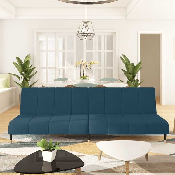 Schlafsofa 2-Sitzer, Moderne Sofa Blau Samt