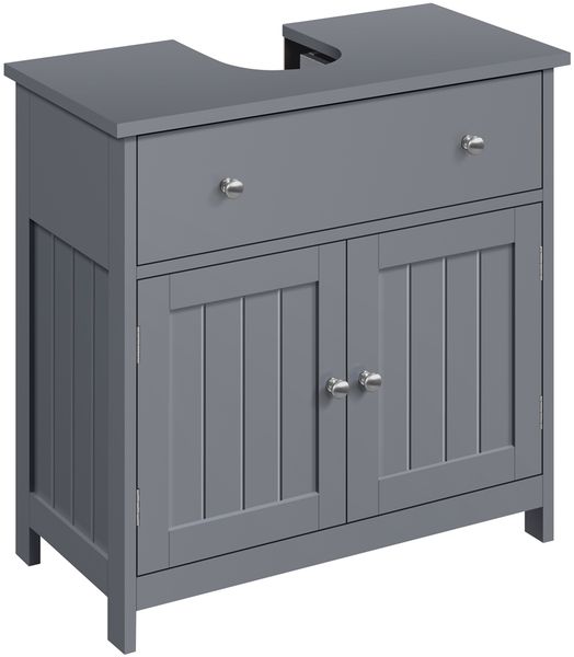 Yaheetech Waschbeckenunterschrank mit Schublade & 2 Türen, Holz grau, 60 x 30 x 60 cm