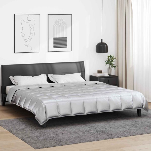 vidaXL Ganzjahresbettdecke Silber 240 x 260 cm Satin und Mikrofaser 42025835