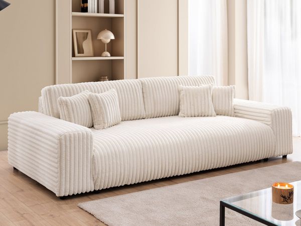 S-Style Möbel Schlafsofa Mollis mit Bettkasten aus Plüschcord mit hohem Sitzkomfort, mit Wellenfederung