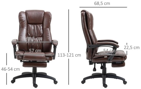 Bürostuhl 68,5x68,5x113-121 cm mit Massagefunktion, Fußstütze und verstellbarer Rückenlehne Bild 8