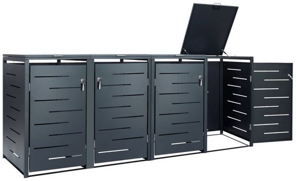 Zelsius Mülltonnenbox Mülltonnenbox für vier Mülltonnen, Anthrazit RAL 7016 (Set, Set für 4 Mülltonnen)