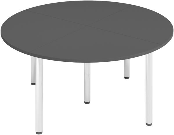 bümö Konferenztisch Kreis-Form 160x160 cm großer Besprechungstisch rund in graphit, Besprechungstisch mit Chromfüßen, Meetingtisch für 4 Personen, Tisch für Besprechungsraum & Meeting, SETK7-G-C
