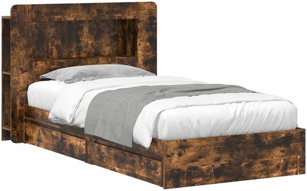 vidaXL Bettgestell mit Stauraum Geräucherte Eiche 75x190 cm 3433614