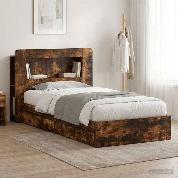 vidaXL Bettgestell mit Stauraum Geräucherte Eiche 75 x 190 cm 3433614