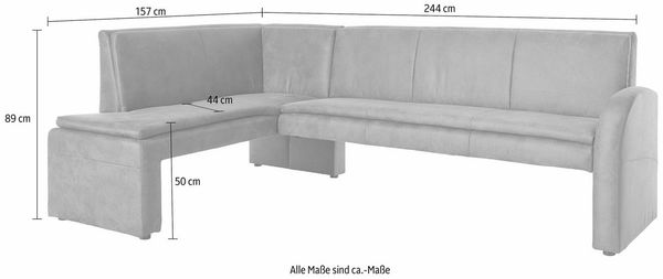 exxpo - sofa fashion Eckbank Cortado, elegant und modern mit hohem Sitzkomfort, hohe Bodenfreiheit, schöne Detailverarbeitung, wahlweise Lederbezug