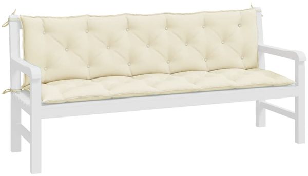 vidaXL Gartenbank-Auflagen 2 Stk. Cremeweiß 180x50x7 cm Oxford-Gewebe 361718 Bild 4