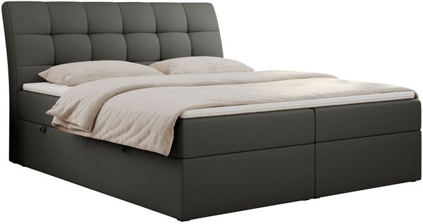 Boxspringbett Polsterbett mit Multipocket-Matratze und Topper - DIEGOS - 200x200cm - Dunkelgrau Kunstleder - H4 Bild 3