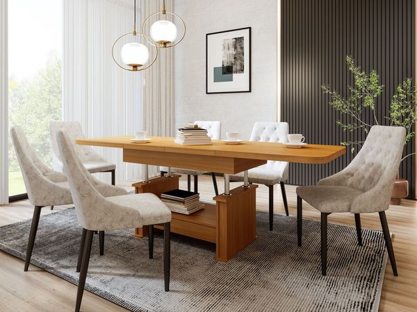 designimpex Couchtisch Design DA-555 Schublade höhenverstellbar ausziehbar 120/200 cm Tisch, Funktionstisch, Wohnzimmertisch, Tisch, Esstisch, Sofatisch, Schublade