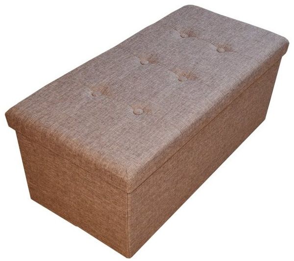 style home Sitzbank faltbare Sitzhocker mit Stauraum, 76*38*38cm (Aufbewahrungsbox mit Deckel, gepolstert Sitzwürfel Fußhocker, Sitztruhe aus Leinen), für Wohnzimmer Schlafzimmer, Braun Bild 4