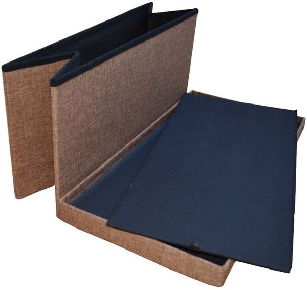 style home Sitzbank faltbare Sitzhocker mit Stauraum, 76*38*38cm (Aufbewahrungsbox mit Deckel, gepolstert Sitzwürfel Fußhocker, Sitztruhe aus Leinen), für Wohnzimmer Schlafzimmer, Braun Bild 3