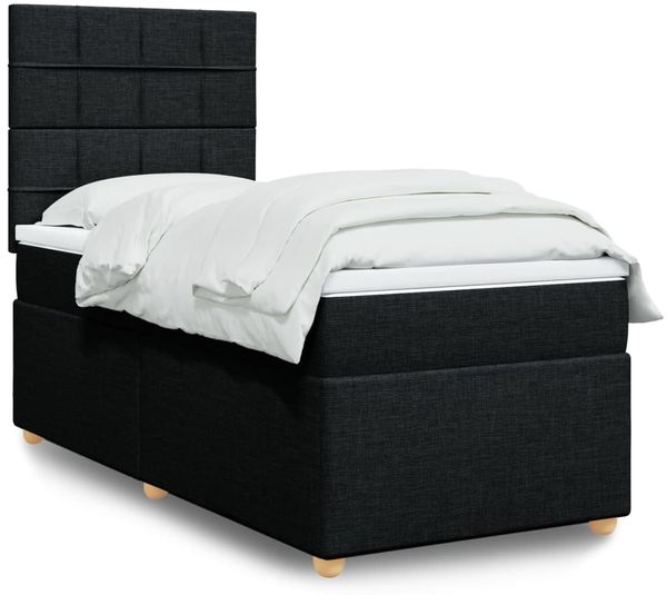 vidaXL Boxspringbett mit Matratze Schwarz 80x200 cm Stoff 3291109