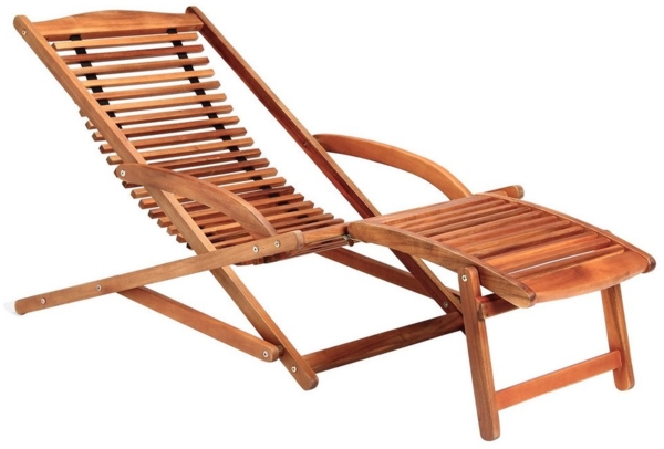 Casaria Gartenliege, Akazien Holz klappbar Ergonomisch Kopfkissen Schaukelfunktion 120kg Bild 3