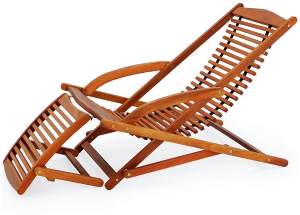 Casaria Gartenliege, Akazien Holz klappbar Ergonomisch Kopfkissen Schaukelfunktion 120kg Bild 2