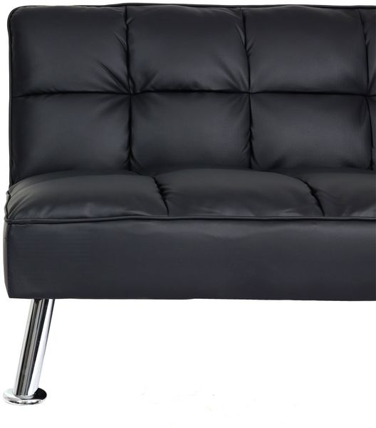 Sofa HWC-K21, Klappsofa Couch Schlafsofa, Nosagfederung Schlaffunktion Liegefläche 181x107cm ~ Kunstleder, schwarz Bild 6