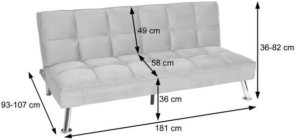 Sofa HWC-K21, Klappsofa Couch Schlafsofa, Nosagfederung Schlaffunktion Liegefläche 181x107cm ~ Kunstleder, schwarz Bild 3