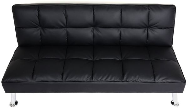 Sofa HWC-K21, Klappsofa Couch Schlafsofa, Nosagfederung Schlaffunktion Liegefläche 181x107cm ~ Kunstleder, schwarz Bild 4