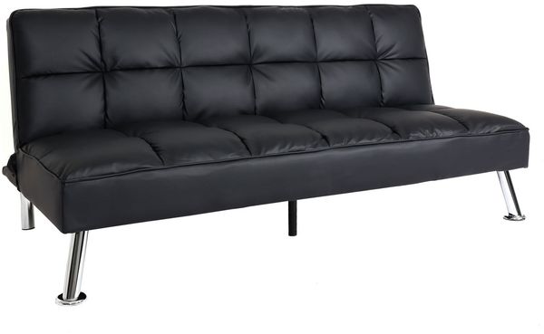 Sofa HWC-K21, Klappsofa Couch Schlafsofa, Nosagfederung Schlaffunktion Liegefläche 181x107cm ~ Kunstleder, schwarz Bild 5