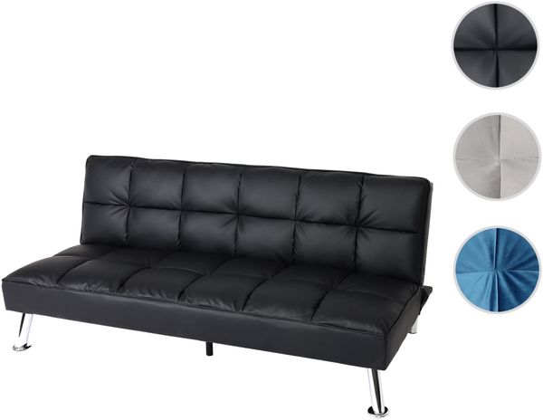Sofa HWC-K21, Klappsofa Couch Schlafsofa, Nosagfederung Schlaffunktion Liegefläche 181x107cm ~ Kunstleder, schwarz Bild 10