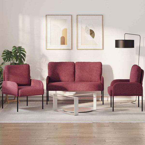 vidaXL Sofagarnituren 3 pcs Weinrot 115 x 56 x 80 cm Sperrholz 3406211