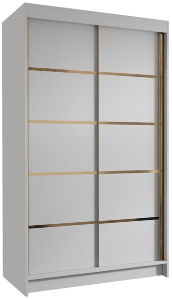 Kleiderschrank mit Goldverzierung Nurvota IV mit zwei Schwebetüren (Farbe: Weiß)