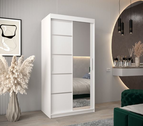ABIKS MÖBEL Schwebetürenschrank Verona 2 Schlafzimmerschrank, mit Spiegel, Kleiderstange und Regalen