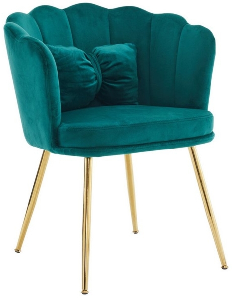 HAUSS SPOLE Esszimmerstuhl Polsterstuhl Relaxsessel mit Dekokissen, Metallbeinen Gold, Samt (Freizeitsessel mit Kissen,Sessel,Ohrensessel,Armlehnstuhl, 2 St), für Wohnzimmer, Schlafzimmer, Büro, Wartezimmer.