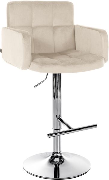 CLP Barhocker Los Angeles Samt höhenverstellbar und drehbar,creme chrom