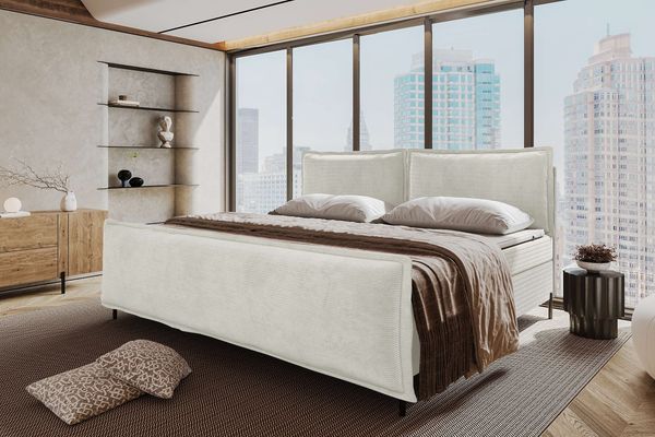 99rooms Vero Plus Familienbett Boxspringbett 260×200 cm Cordstoff POSO Greige