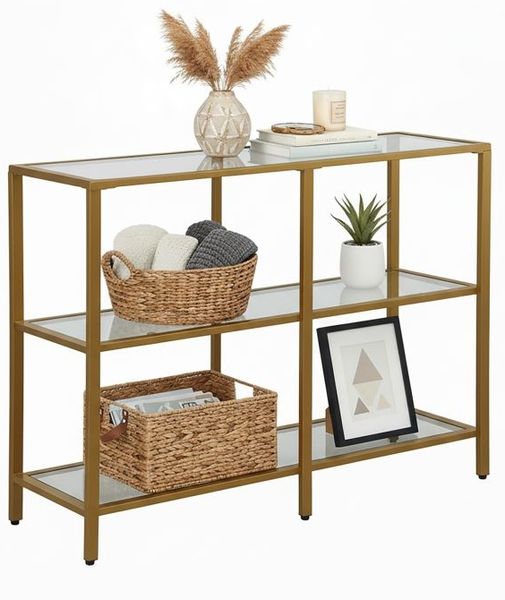 Relaxdays Konsolentisch mit 3 Glasablagen