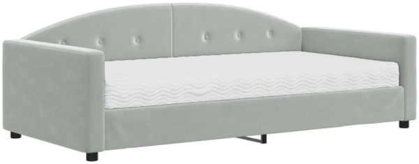 vidaXL Tagesbett mit Matratze Hellgrau 100x200 cm Samt 3197284