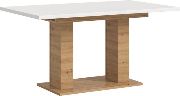 Esstisch ausziehbar Artisan/Weiß, 150-190 cm, Doppelsäulen-Fußgestell