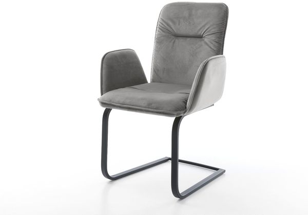 Freischwinger Vinja-Flex Samt Grau Freischwinger flach Schwarz