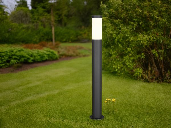 Moderne Pollerleuchte TRIOTO aus Edelstahl in Schwarz, Höhe 80cm
