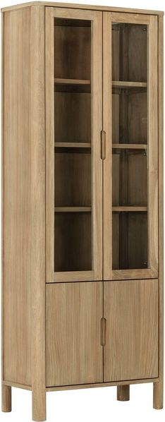 Vitrine Forte aus Teakholz, skandinavisches Design, natur, 80 cm breit, Glasfront
