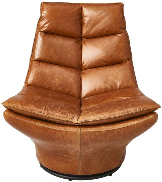 Signature Drehbarer Sessel aus Leder L86 cm - ACHILLE - Braun