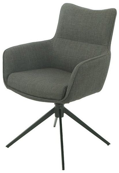 Massivart® Polsterstuhl drehbar 360°, Esszimmerstuhl mit Kippfunktion & Armlehnen, »LIMA«, Nivellierung · Metallgestell schwarz pulverbeschichtet