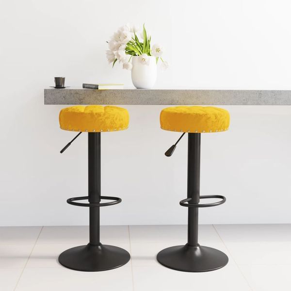 vidaXL Barhocker 2 Stk. Senfgelb Samt 333002