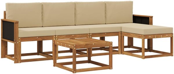 vidaXL Outdoor-Sofagarnitur 6 pcs Natur und Beige Polyester 3385144 Bild 2