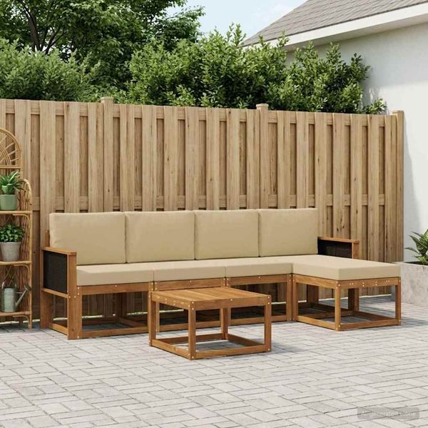 vidaXL Outdoor-Sofagarnitur 6 pcs Natur und Beige Polyester 3385144