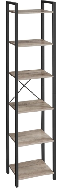 Vasagle 'LLS101B02' Bücherregal mit 6 Ebenen, 40 x 30 x 187,5 cm, greige-schwarz