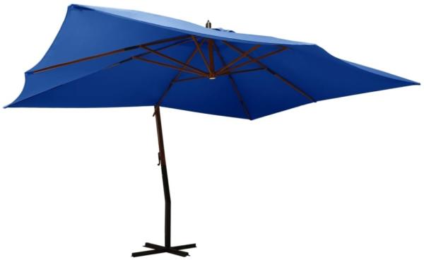 vidaXL Ampelschirm mit Holzmast 400x300 cm Azurblau 318435