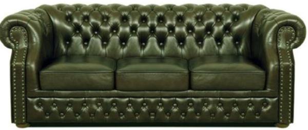 Casa Padrino Luxus Echtleder 3er Sofa Dunkelgrün 210 x 90 x H. 80 cm