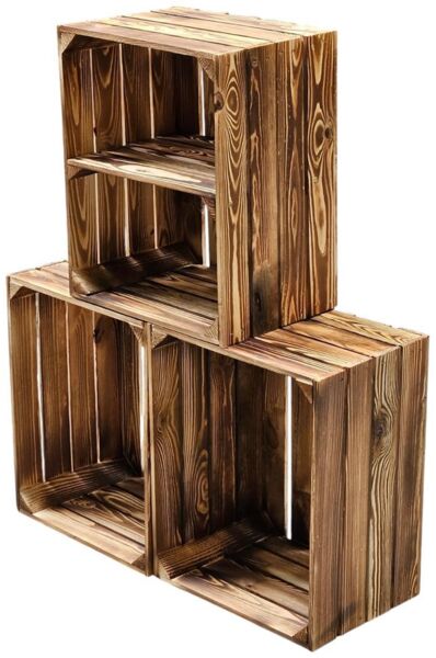 Holzkisten Regal 4er Set 50 x 40 x 30cm mit Ablage kurz Bild 8