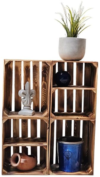 Holzkisten Regal 4er Set 50 x 40 x 30cm mit Ablage kurz Bild 2