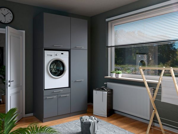 Laundreezy Mehrzweckschrank-Set Laundreezy, 4-tlg. Mehrzweckschrank-Set B/H/T 118/238/68 cm, (4-St), Breite 118 cm, Soft-Close-Funktion, höhenverstellbare Füße